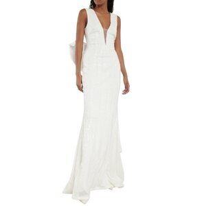 Rebecca Vallance Davina Bow Bridal Gown Ivory Sequin US 2 NWT